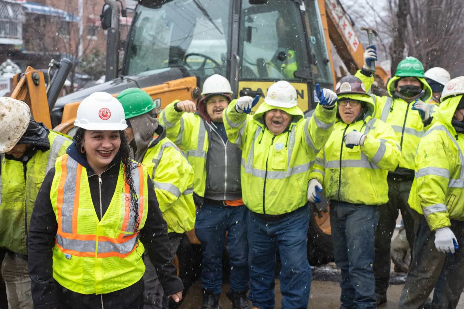 Employees of a New York City sewer company on a job site.