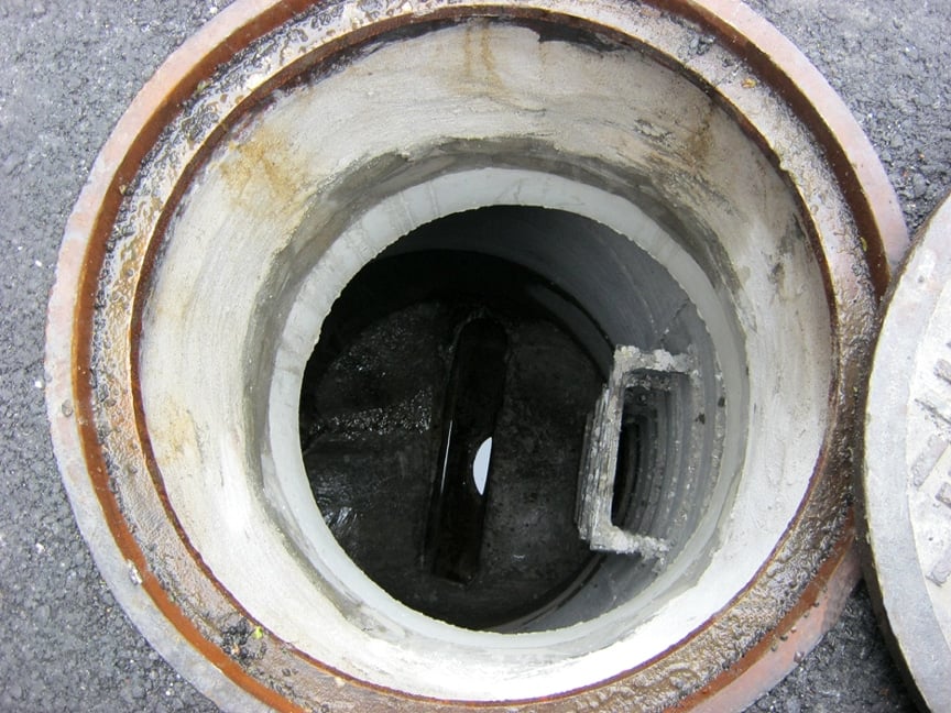 New manhole built for a house sewer connection.