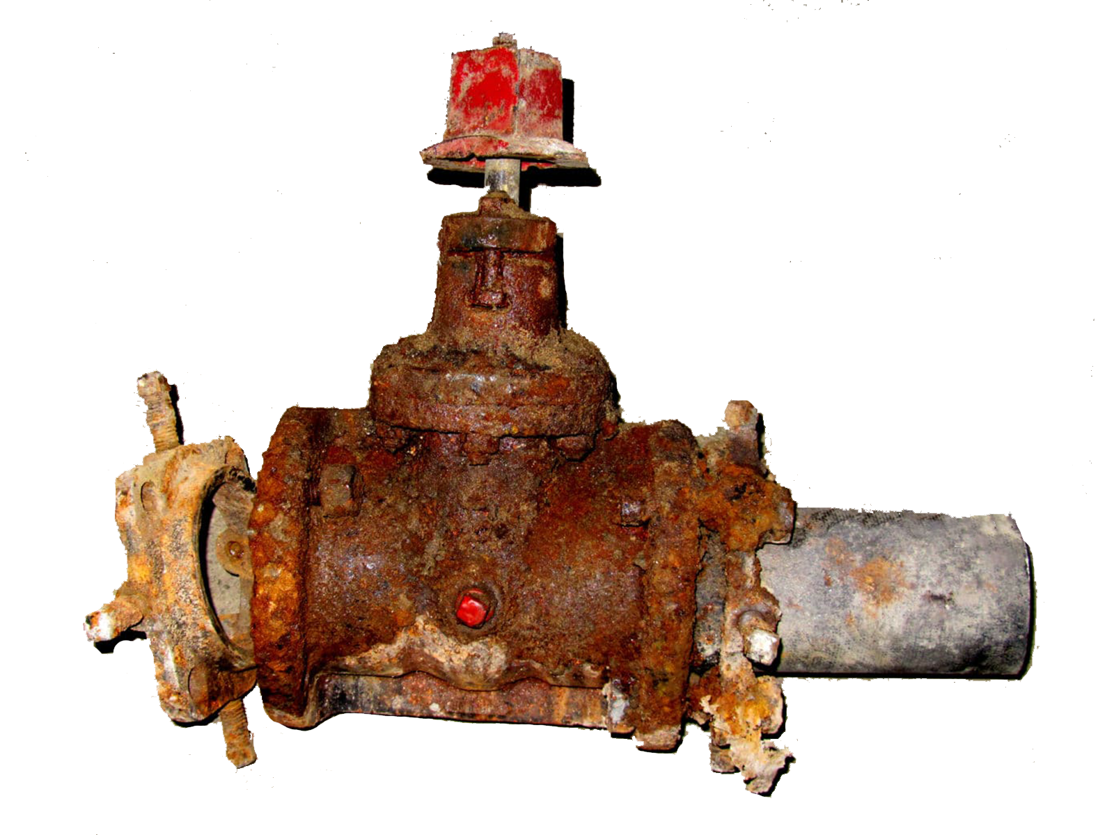 Rotted and corroded sidewalk gate valve: gate valve repair cannot be done on old and corroded valves
