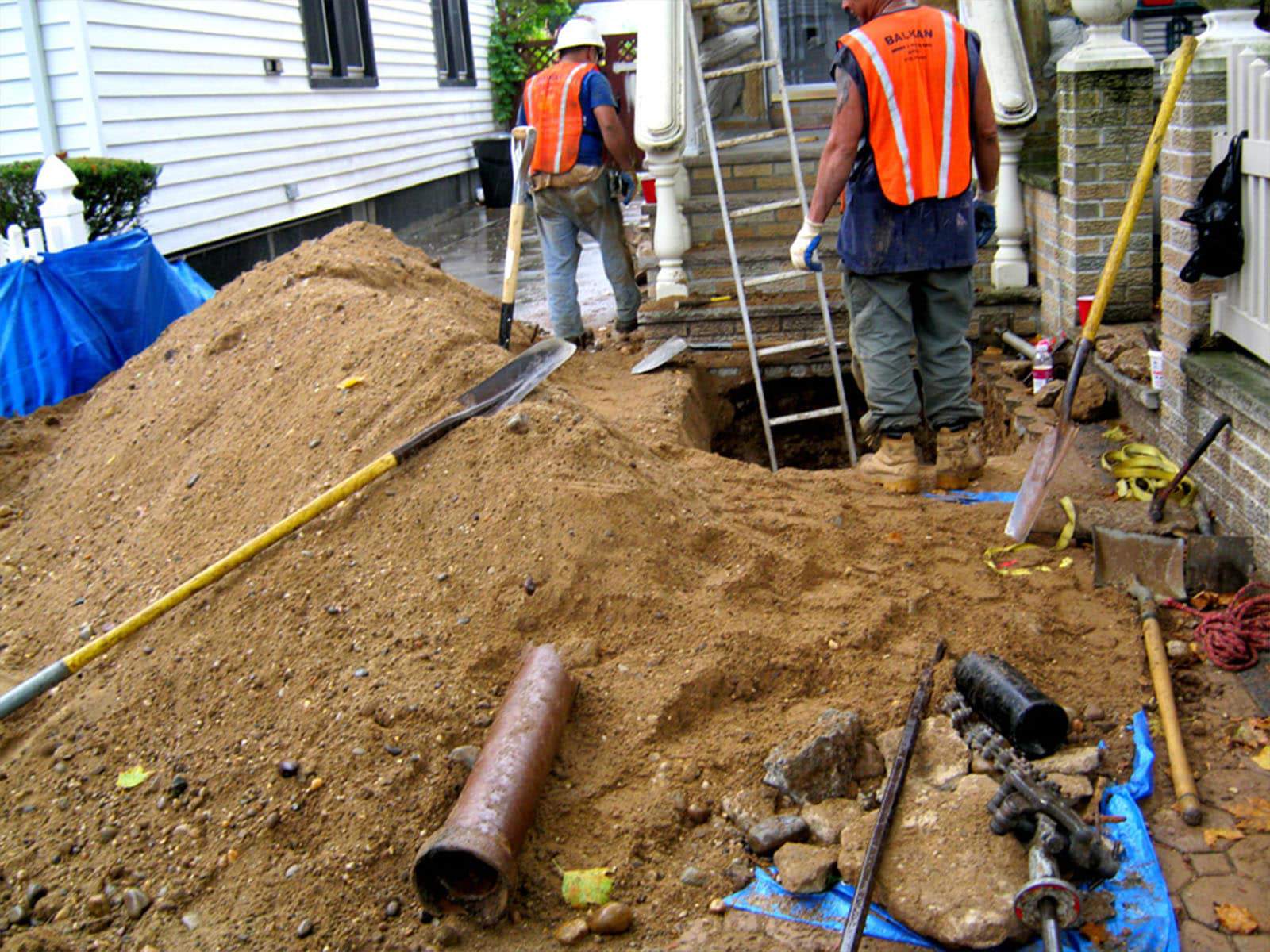 Sewer line from house to street being replaced